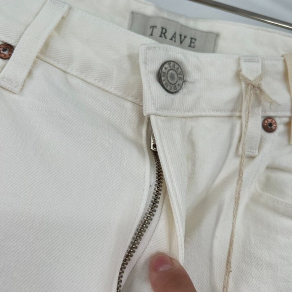 TRAVE Women's Colette Kick Flare Jeans in White Denim with Raw Hem sz 30 NWT - Picture 3 of 8